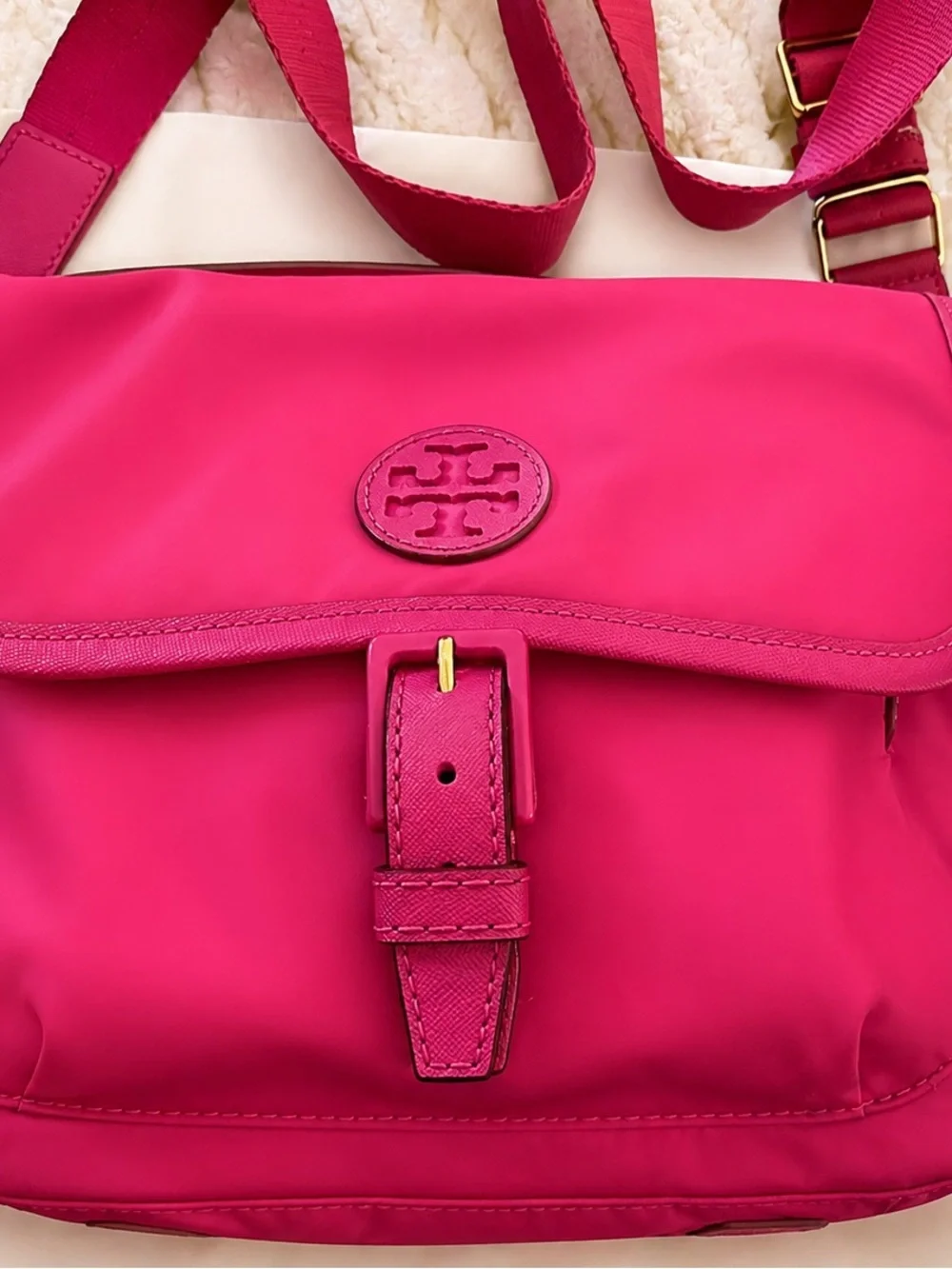 Tory Burch Hot Pink Crossbody Messenger Bag